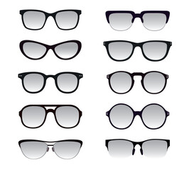 Set glasses. Outline illustration and group elements.