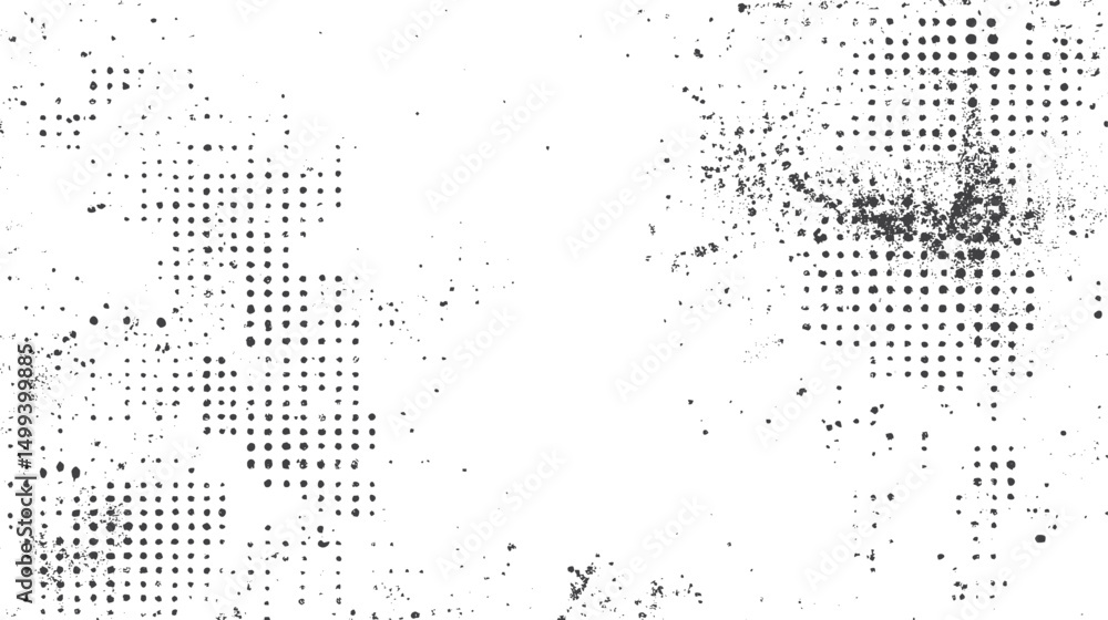 Poster grunge black dotted texture in halftone format. vintage abstract design with noise overlay. vector d