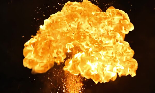 Dust and Fire Explosion in Slow Motion 4K