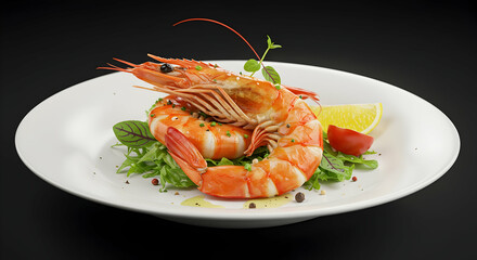 Prawn, Prawns, Shrimp, Delicious Grilled King Prawns on a White Plate