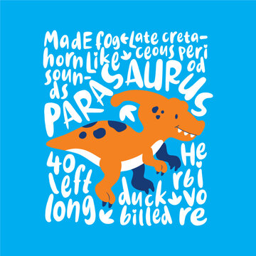 Parasaurus with text background hand drawn illustration vector