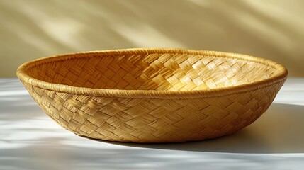 Empty light brown woven basket