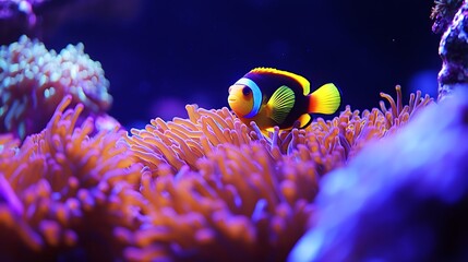 Fototapeta premium Vibrant Clownfish in a Coral Reef Aquarium
