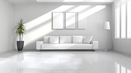 Fototapeta premium Modern Minimalist Living Room Interior Design