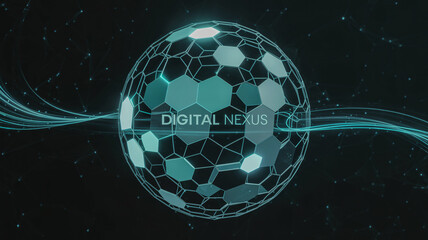 3D connected polygon image for network or tech themes