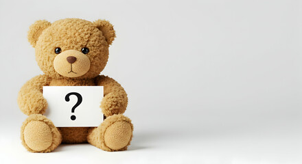 Obraz premium Teddy bear, Plush toy, Stuffed animal, Teddy Bear Holding a Question Mark Sign