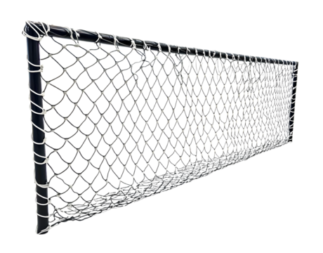 Soccer in the goal net isolated on white background, cut out