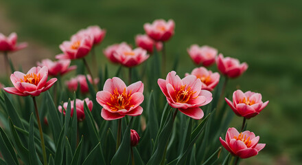 Pink tulips, Tulips, Flowers, Pink Tulips in a Garden