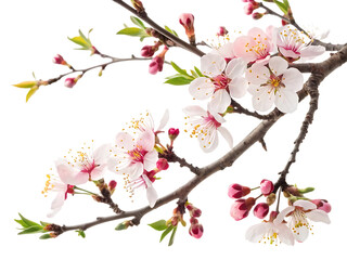 Beautiful pink and white almond blossoms branch