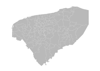 Yucatan, Mexico – administrative vector map with municipality boundaries (Web Mercator projection, PPT-compatible & fully editable)