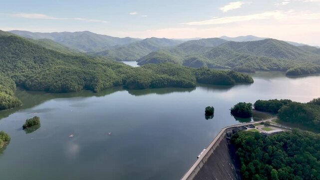 aerial pullout over the Fontana Dam