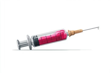 Fototapeta premium Pixel Art Syringe with Pink Liquid on White Background