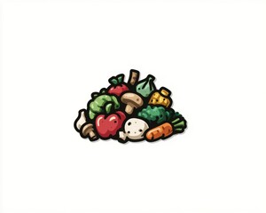 Naklejka premium Pile of Assorted Fresh Vegetables Illustration