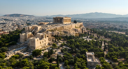 Fototapeta premium Acropolis, Athens, Greece, Aerial View of the Acropolis of Athens, Greece