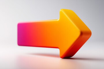 3D Orange Pink Gradient Arrow on White Background
