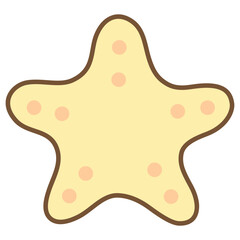 cute kawaii Starfish outline cartoon doodle illustration