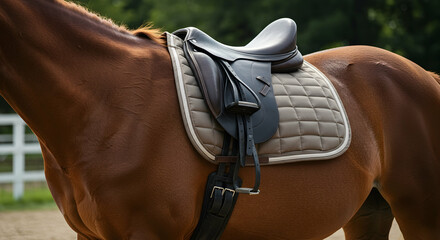 Horse, Brown horse, Chestnut horse, Brown Horse with Saddle and Pad