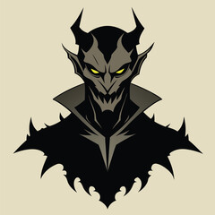 Inkblot demon Rorschach style silhouette revealing form vector illustration