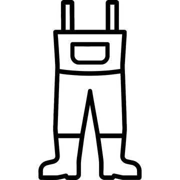 Minimalist waders outline icon in black and white