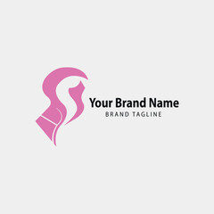 Luxury Feminine Logo Template with Woman Silhouette for Beauty & Wellness.