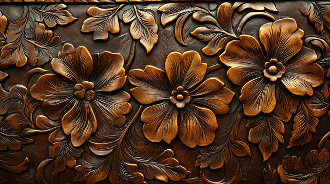 texture of leather with embossed floral patterns
