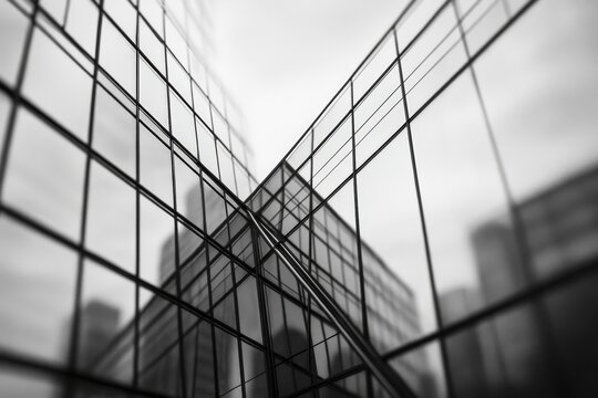 Abstract reflection of skyscrapers in modern glass architecture
