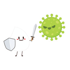 Cartoon coronavirus. Bacteria character vector. Covid 19 virus. White blood cell and bacteria character design. White blood cell on white background. 