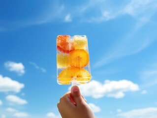 Lody owocowe na tle nieba