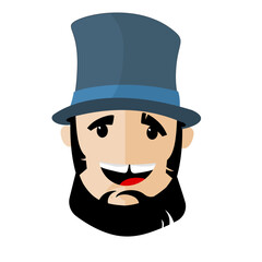 Cartoon Abraham Lincoln with Top Hat – Cute Flat Vector Character Illustration	