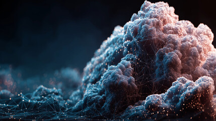 Ethereal cloud network with radiant links, symbolizing cosmic connectivity