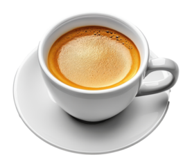 Cup of Coffee with Froth Top View on Transparent Background PNG Image
