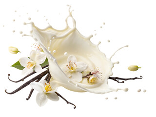 Vanilla bean milk splash with flowers