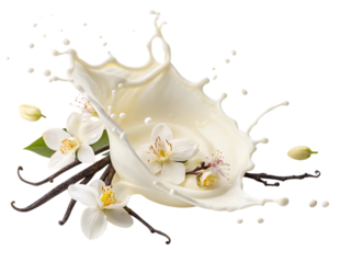 Vanilla bean milk splash with flowers