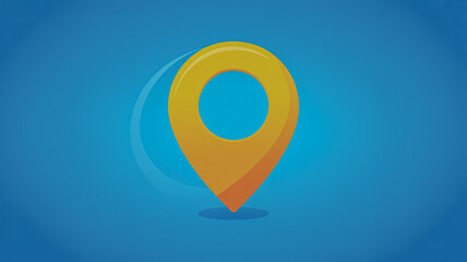 Yellow map pin on a blue background