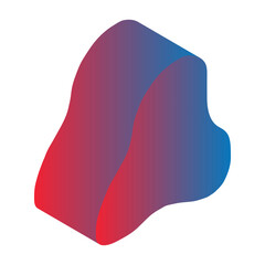 Abstract 3d figure element in children's doodle style in bright cartoon gradient color on white background