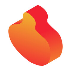 Abstract 3d figure element in children's doodle style in bright cartoon gradient color on white background