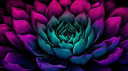 Vibrant Lotus Flower Illustration with Intricate Petal Design