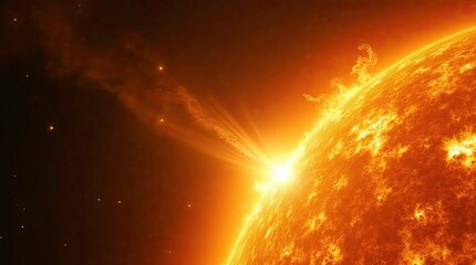 Explosive solar flare erupting from the Sun's surface in deep space
