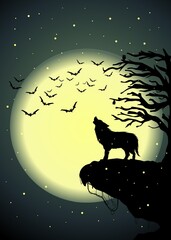 wolf howling at the moon
