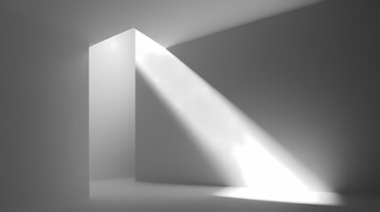 Bright Light Beam Illuminates Minimalist Interior Space