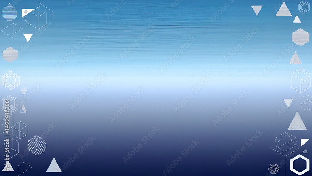 Poster blue gradient background with abstract geometric shapes, creating a modern and stylish wallpaper des