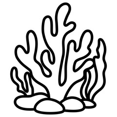 Obraz premium cute kawaii Coral outline cartoon doodle illustration