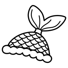 cute kawaii Mermaid hat outline cartoon doodle illustration