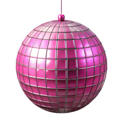3D Hanging Disco Ball with Reflective Mirror Tiles isolated on transparent white background, clipping path