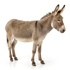 Obraz premium Clean Donkey Standing on White Background, 8K Studio Portrait