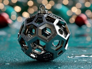 Geometryczna bombka choinkowa, metalowa ozdoba świąteczna