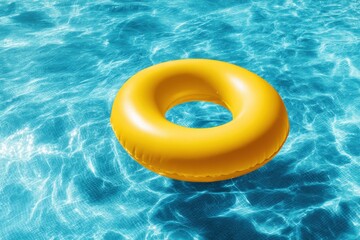 Yellow Inflatable Ring in Blue Pool