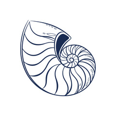 Obraz premium nautilus shell isolated on white seashell icon flat vector design