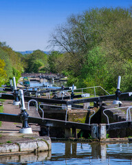 Grand Union Canal Hatton flight of locks Warwickshire England UK