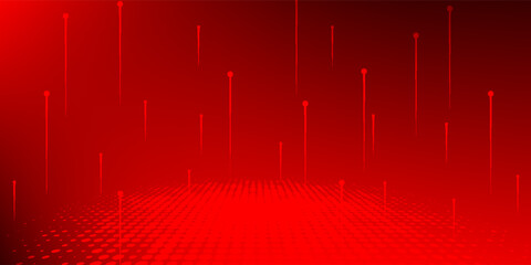 Neon red background dark red metaverse digital technology, cyber information, abstract speed connection communication, future meta technology innovation.